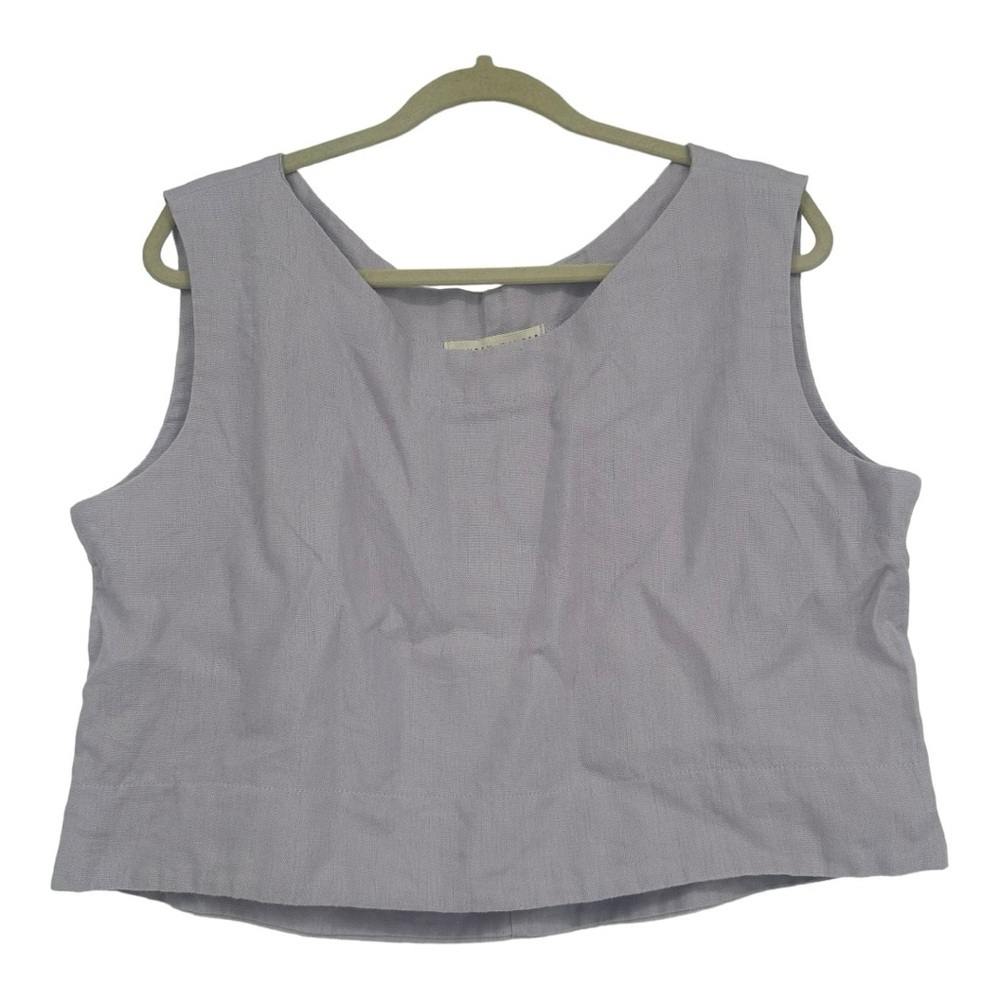 Lauren Winter Lilac Purple Linen Lark Sleeveless Crop Top Lagenlook Free Size